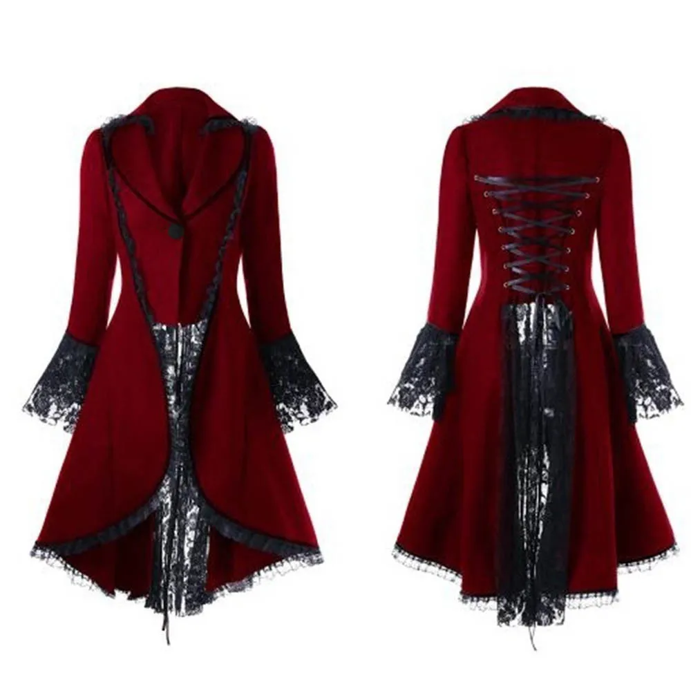 Gothic Lace Trim Medieval Noble Court Dress - Image 4