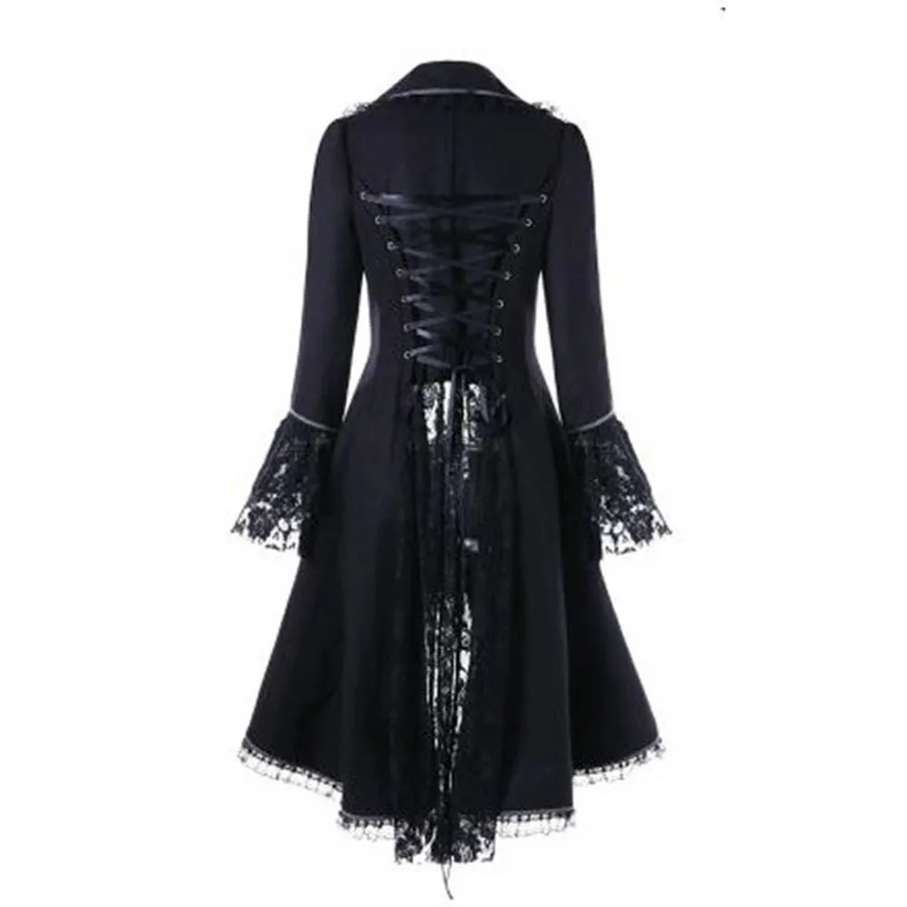 Gothic Lace Trim Medieval Noble Court Dress - Image 3