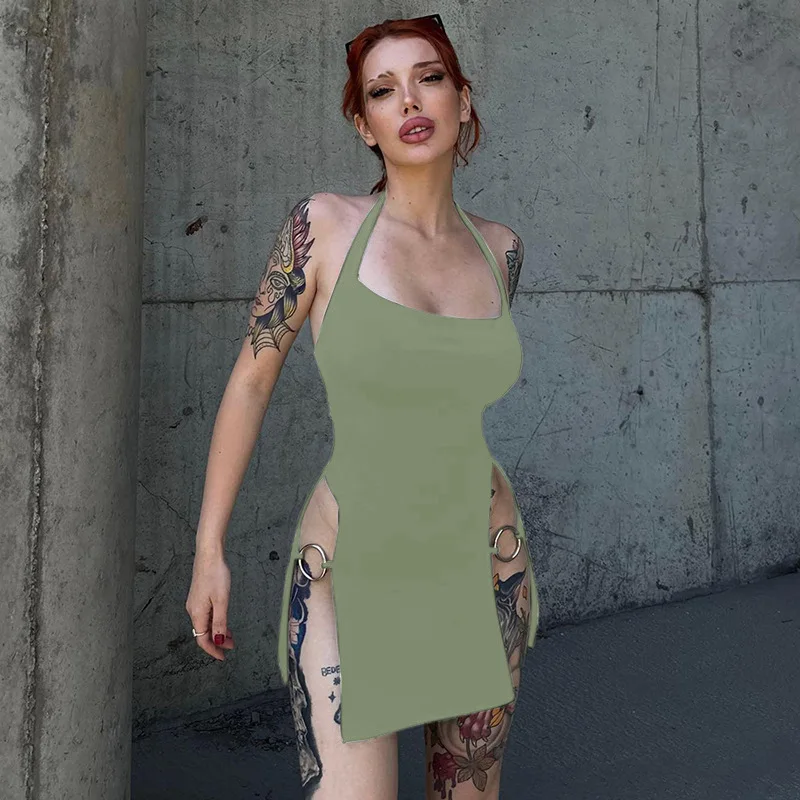 Gothic Halter Metal Circle Mini Dress - Image 7