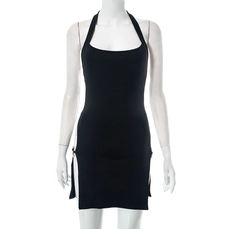 Gothic Halter Metal Circle Mini Dress - Image 9