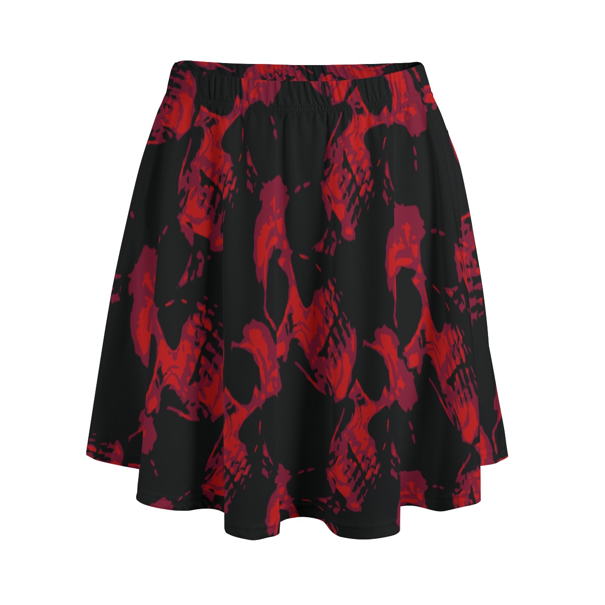 Gothic Red Skulls Bazyrey Skirt With Pocket
