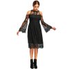 Gothic Cold Shoulder Flare Party Dress - Image 2