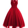 Gothic Bow Neck Cross Back Sleeveless Floral Lace Corset Dress - Image 4