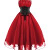 Gothic Bow Neck Cross Back Sleeveless Floral Lace Corset Dress - Image 3