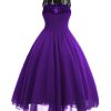 Gothic Bow Neck Cross Back Sleeveless Floral Lace Corset Dress - Image 6