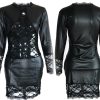Vinyl Synthetic Leather Long Sleeve Short Clubwear Dress - Image 6