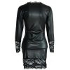 Vinyl Synthetic Leather Long Sleeve Short Clubwear Dress - Image 5