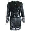 Vinyl Synthetic Leather Long Sleeve Short Clubwear Dress - Image 2