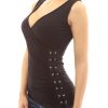 Gothic Lace Up Ruched Tank Top