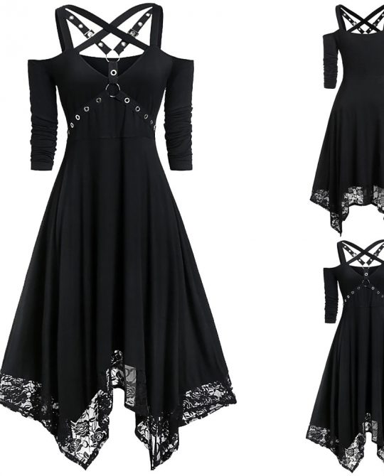 High Waist Plaid Asymmetric Goth Dress – Gothic Honey