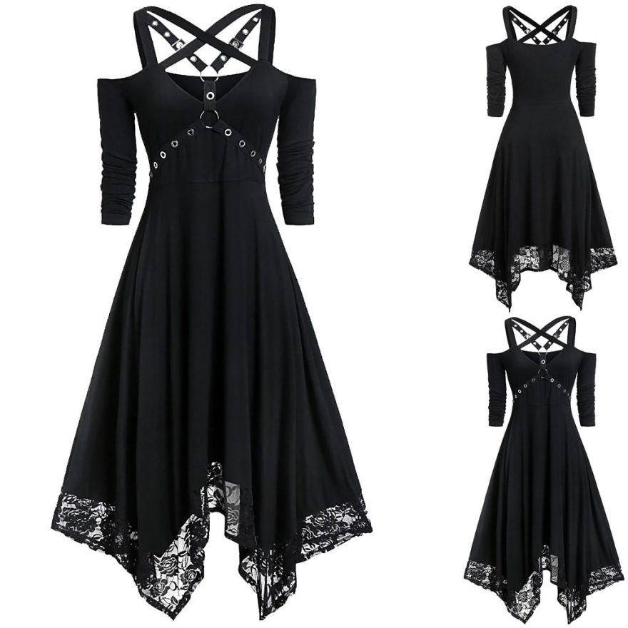 Open Shoulder Lace Gothic Dress – Gothic Honey