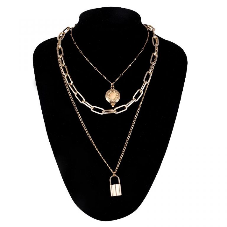 Double Layer Lock Chain Necklace – Gothic Honey