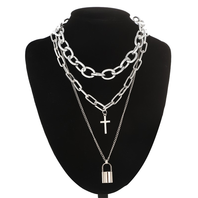 Double Layer Lock Chain Necklace – Gothic Honey