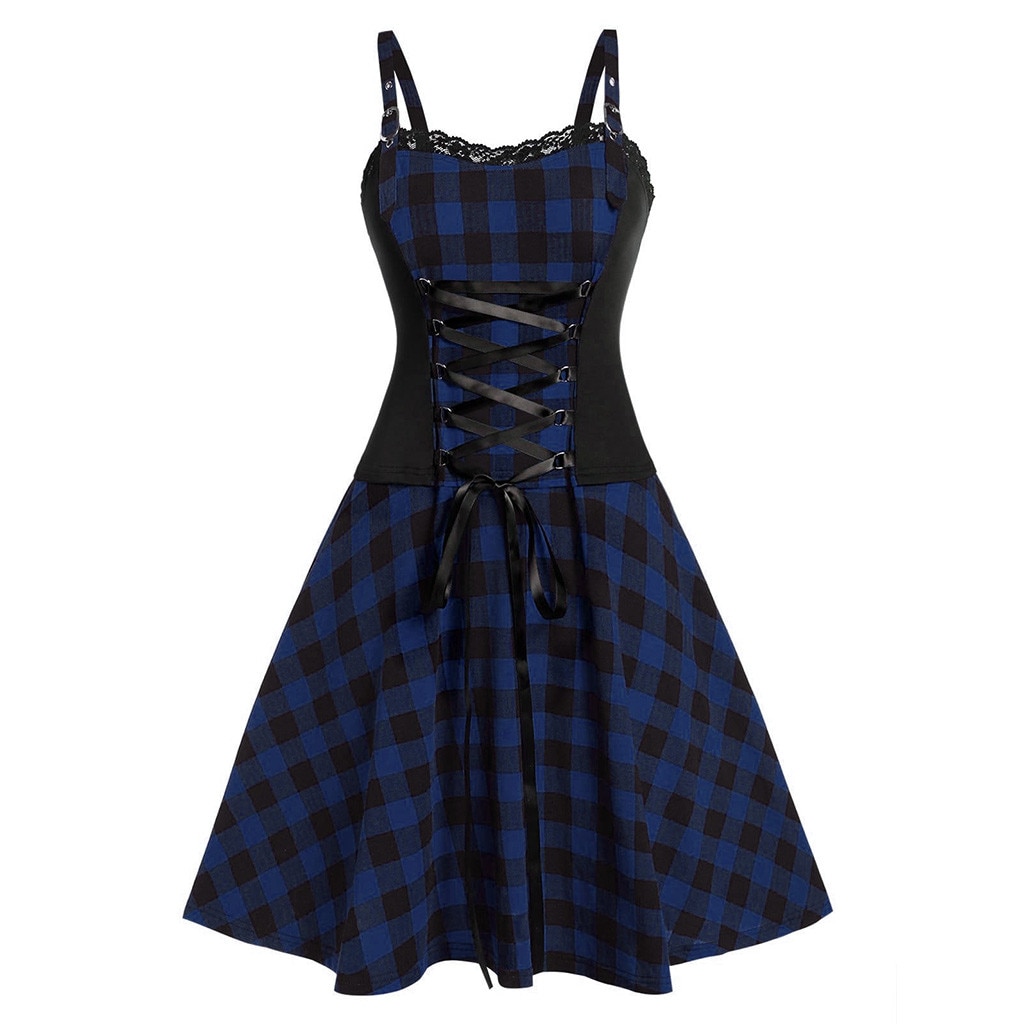 Gothic Punk Camisole Plaid Dress – Gothic Honey