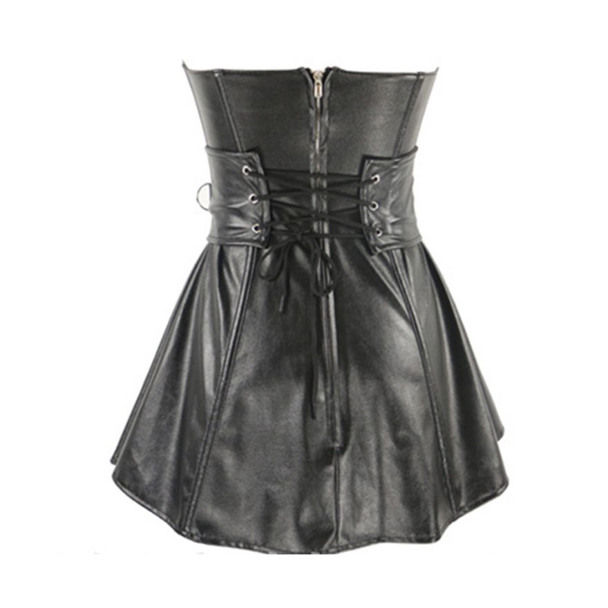 Gothic Summer Faux Leather Corset Mini Dress – Gothic Honey