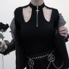 Gothic Cross Zipper Hollow Punk Top