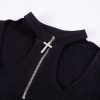 Gothic Cross Zipper Hollow Punk Top - Image 6