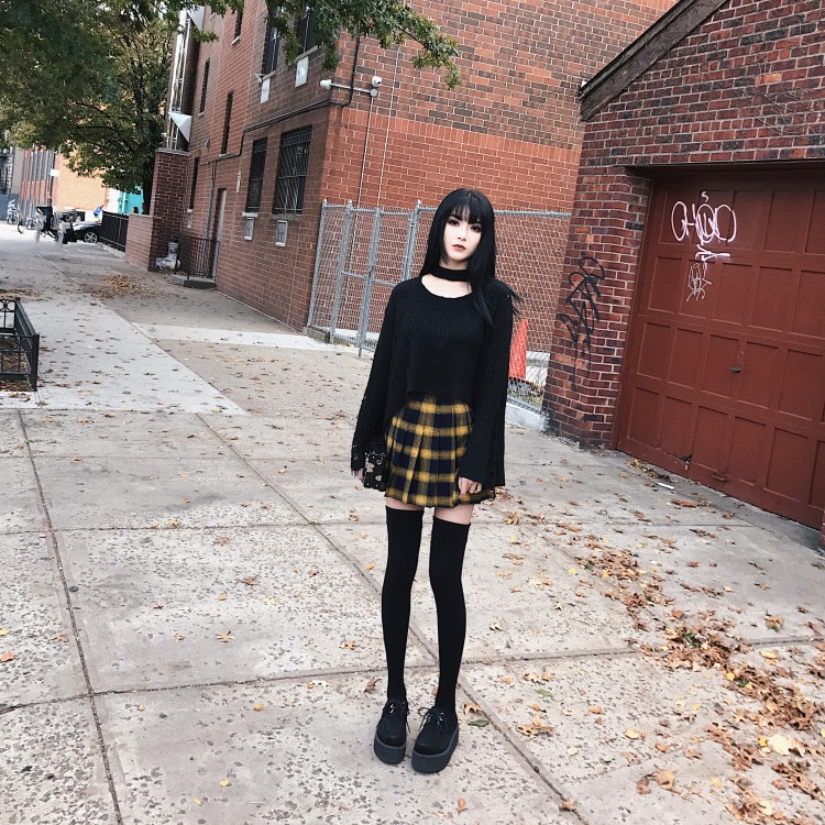 Summer Harajuku Lattice Pleated Skirt – Gothic Honey
