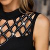 Evening O-Neck Sleeveless Hollow Mini Dress - Image 3