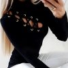 Casual Round Neck Hollow Blouse Top - Image 2