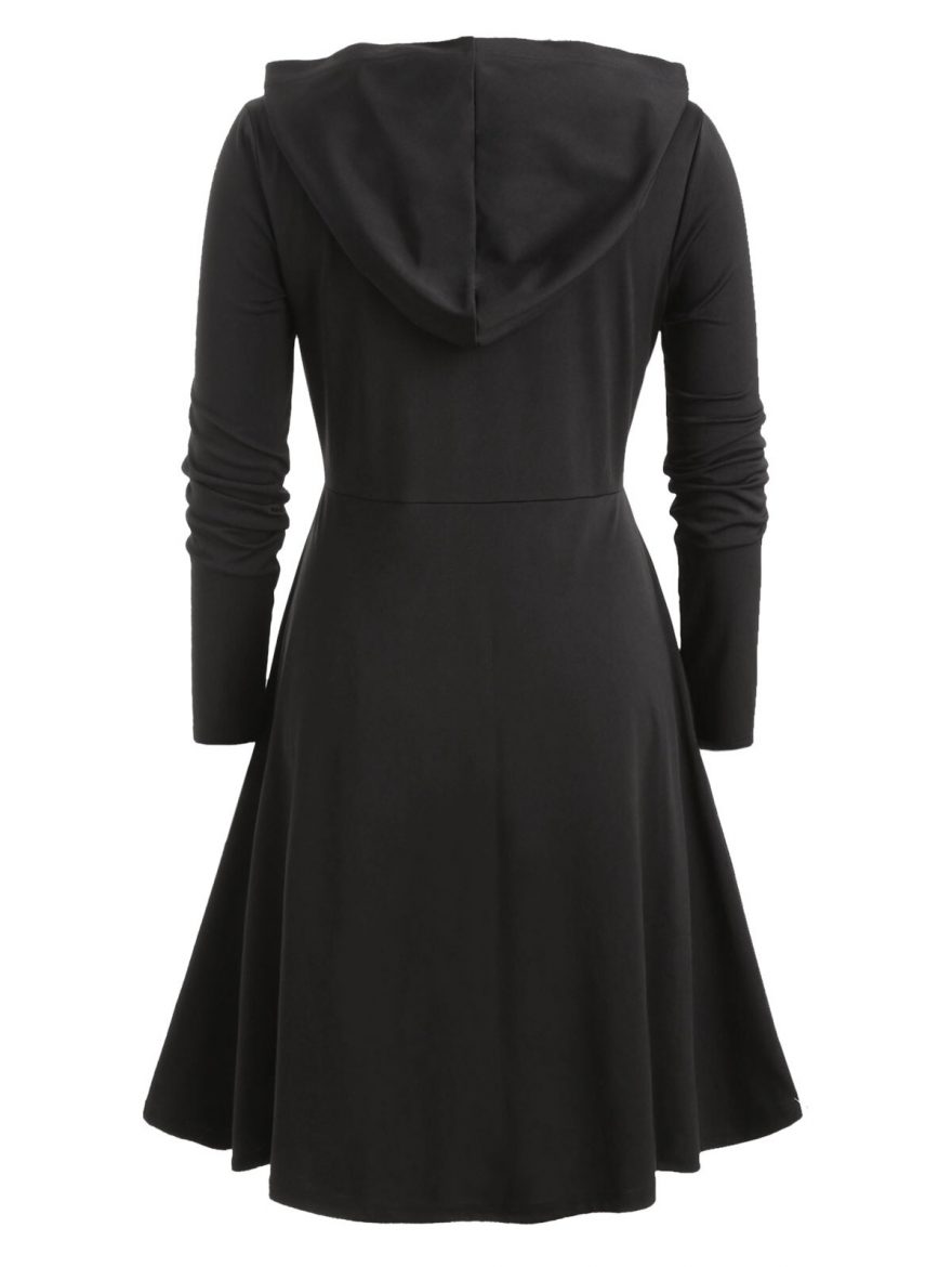 Gothic Black Zippered Hooded Dress – Gothic Honey