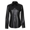 Nightclub PU Leather Long Sleeve Shirt