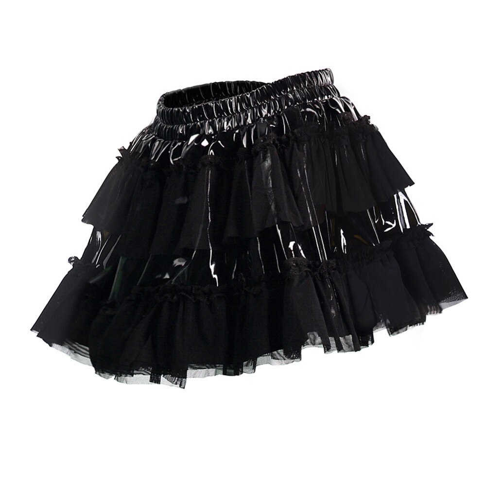 Wet Look PVC Ruffle Skirt – Gothic Honey