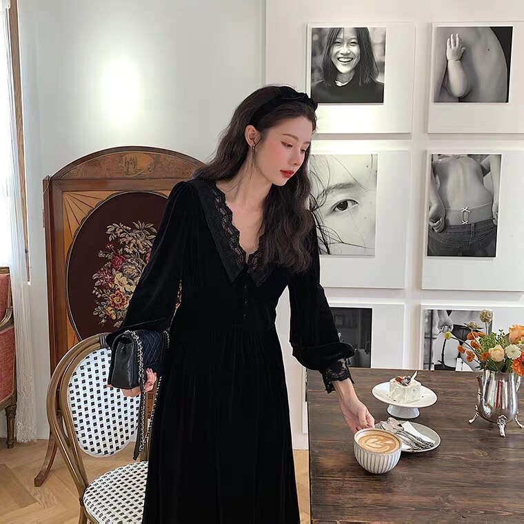 Gothic Lace Velvet Elegant Party Dress – Gothic Honey