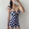 Strap Tank Plaid Zipper Jumpsuit