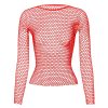 Hollow Out Fishnet Long Sleeve Top - Image 3