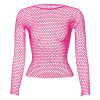Hollow Out Fishnet Long Sleeve Top - Image 5