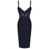 V-neck Spaghetti Mesh Sheer Pencil Dress - Image 3