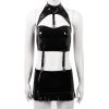Wet Look Clubwear Back Crop Top with Mini Skirt - Image 4