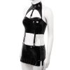 Wet Look Clubwear Back Crop Top with Mini Skirt - Image 5