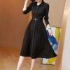 Black Pleated Vintage Chiffon Dress - Image 4