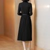 Black Pleated Vintage Chiffon Dress - Image 2