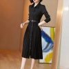 Black Pleated Vintage Chiffon Dress - Image 3