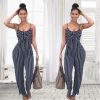 Summer Blue Backless Stripe Jumpsuit - Image 3