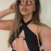 Metal Chain Halter Cut-Out Top - Image 2