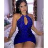 Summer Diamond Halter Hollow Dress - Image 3