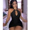 Summer Diamond Halter Hollow Dress