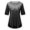 Spring Stripe Half Sleeve Casual Top - Image 4