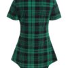 Gothic Crisscross Plaid Button Casual 2 in 1 Top - Image 3