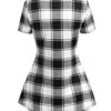 Gothic Crisscross Plaid Button Casual 2 in 1 Top - Image 2