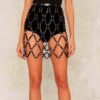 Gothic Faux Leather Harness Hollow Out Mini Skirt