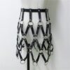 Gothic Faux Leather Harness Hollow Out Mini Skirt - Image 4