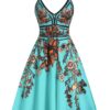 Leaf Printed Garden Party Summer Dress - Image 4