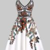 Leaf Printed Garden Party Summer Dress - Image 3