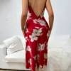 Gothic Pattern Floral Backless Night Dress - Image 2