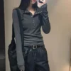 Button Up Long Sleeve Slim Autumn Top - Image 2